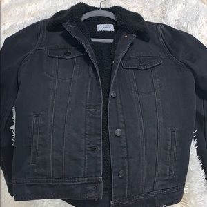 Sherpa black denim jacket